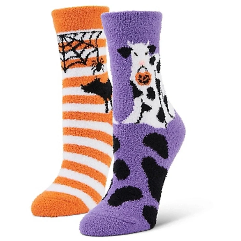 Halloween Farm themed fuzzy socks NWOT